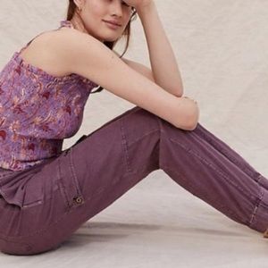 Anthropologie Maroon Cargo Joggers